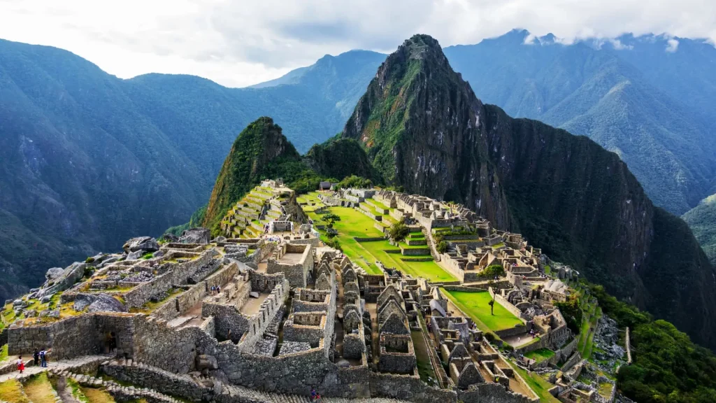 Inca citadel of Machu Picchu, located in the Andes Mountains in Peru.