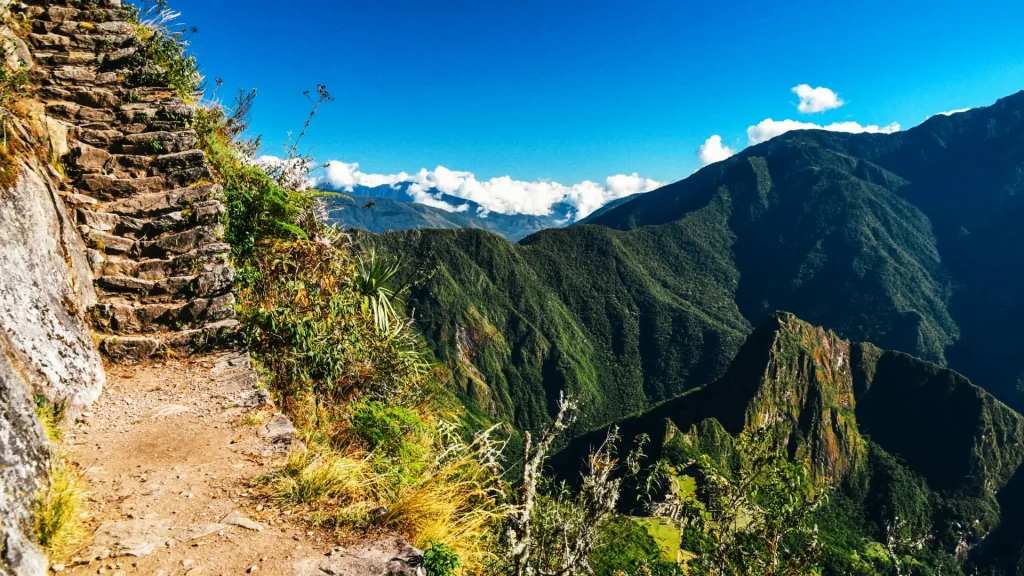Panoramic view from a section of the Inca Trail leading to Machu Picchu