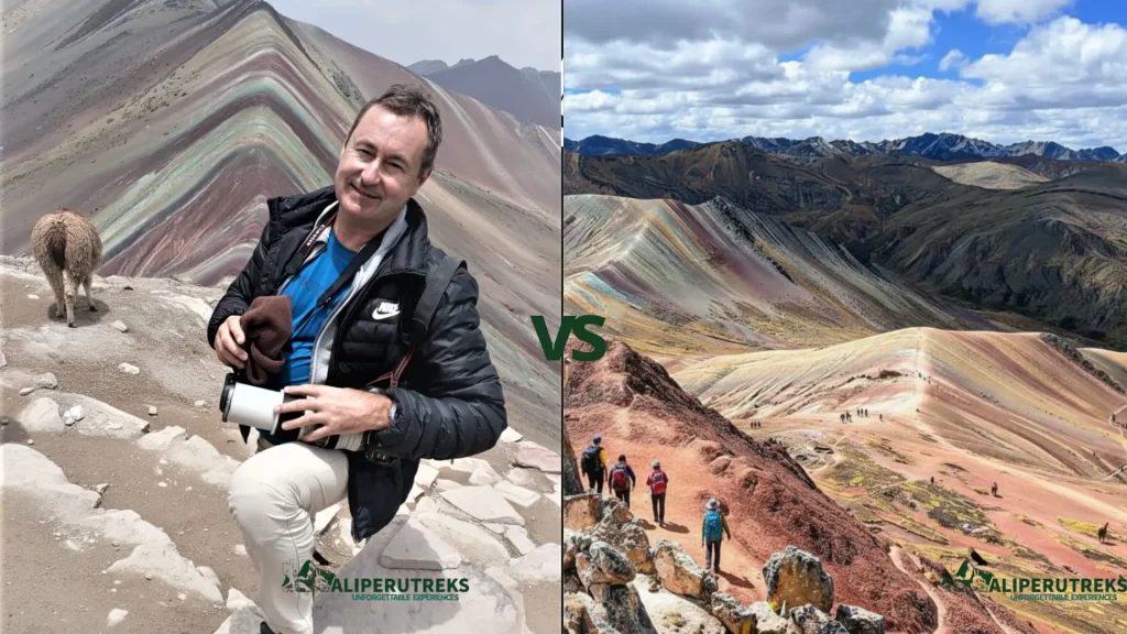 Vinicunca Mountain, also known as the Mountain of Seven Colors or Rainbow Mountain