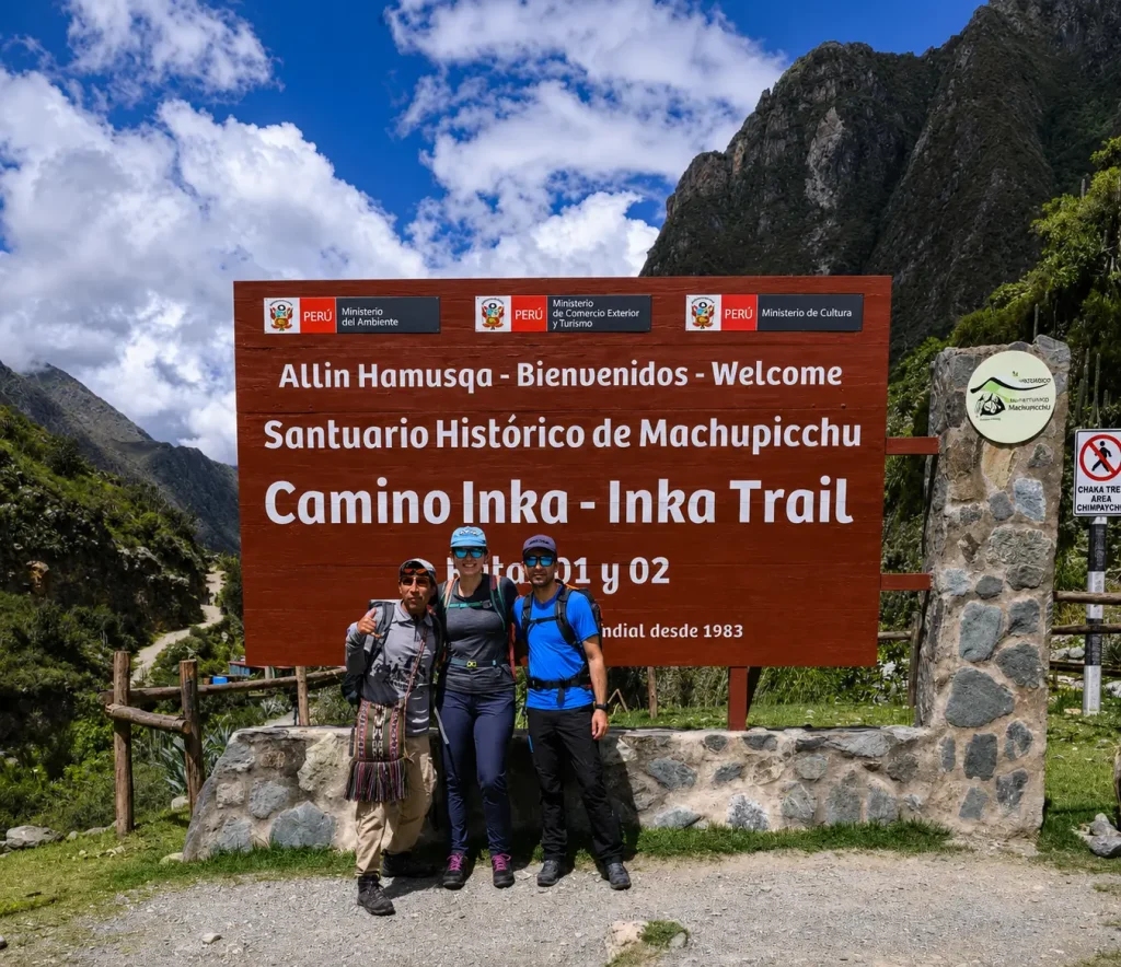 Classic Inca Trail 4-Day Hike – hikers on ancient stone path toward Machu Picchu